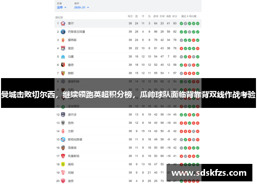 曼城击败切尔西，继续领跑英超积分榜，瓜帅球队面临背靠背双线作战考验